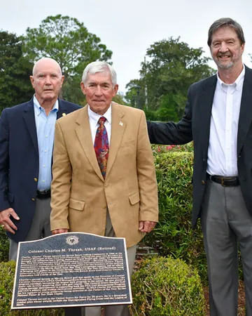 Col. Charles M. Thrash and guests in the Hall of Fame garden at Pine Lakes.