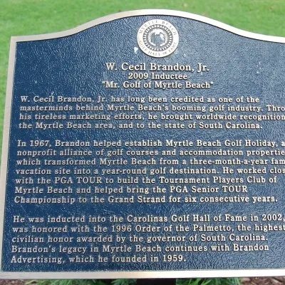 The Hall of Fame plaque honoring W. Cecil Brandon, Jr.