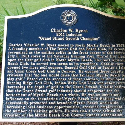 The Hall of Fame plaque honoring Charles W. Byers, Jr.