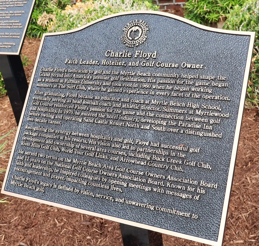 The Hall of Fame plaque honoring Charlie Floyd