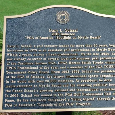 The Hall of Fame plaque honoring Gary L. Schaal