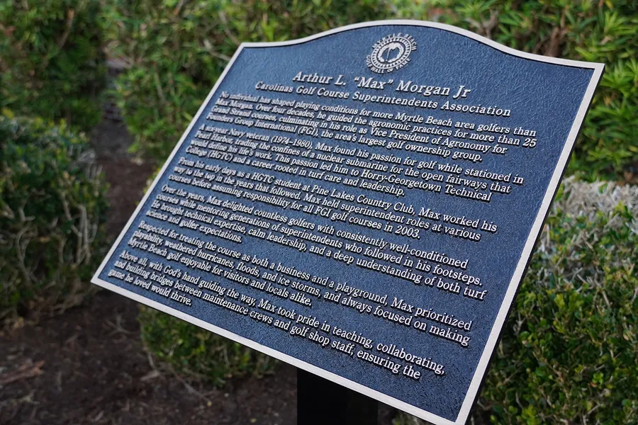 The Hall of Fame plaque honoring Arthur L. "Max" Morgan Jr.