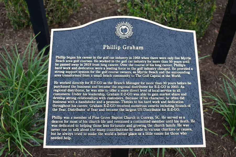 The Hall of Fame plaque honoring Phillip Graham